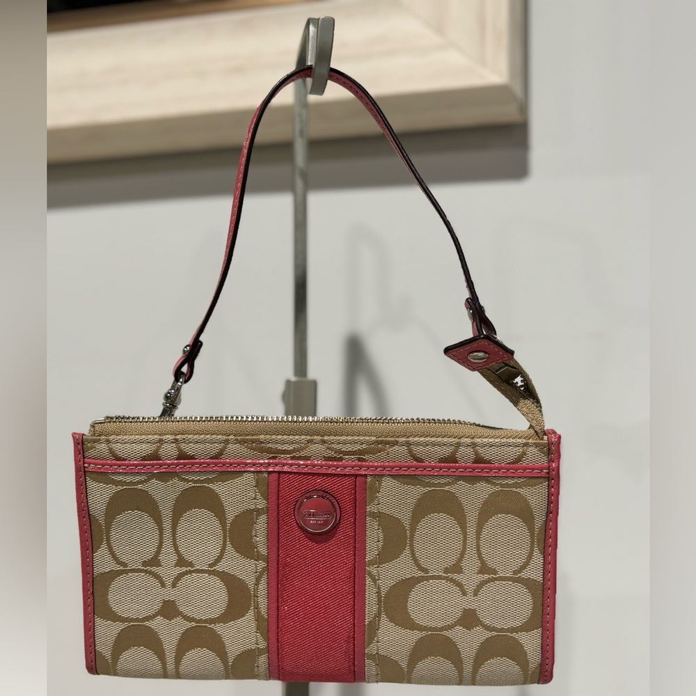 Coach Signature Stripe Wristlet Wallet